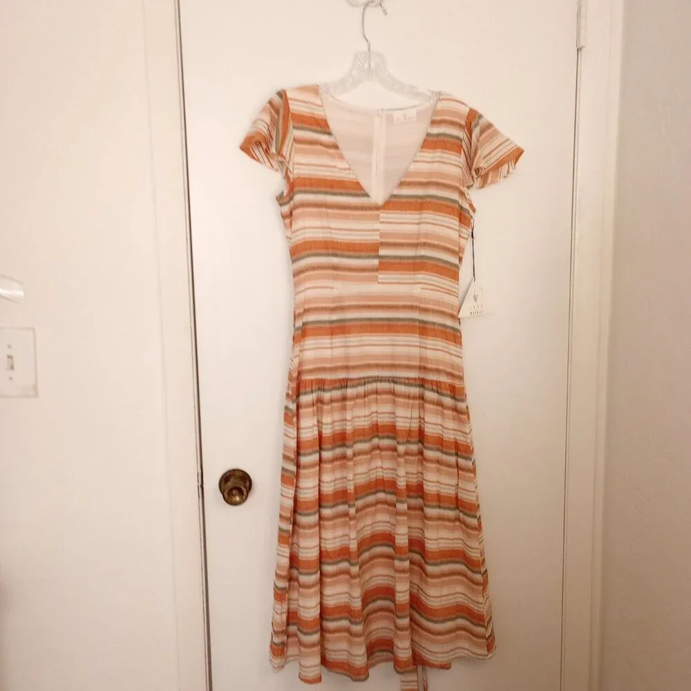 Lost + Wander City to Country Orange Stripe Midi Dress